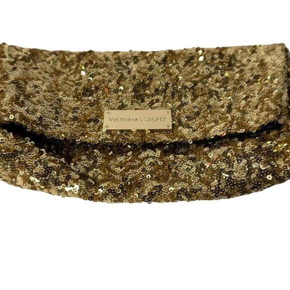 Victoria's Secret Sparkling Gold Sequin Clutch Christmas Parties Holidays - Picture 5 of 11